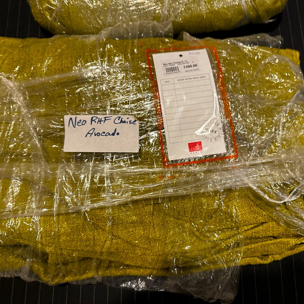 Design Within Reach Neo RHF Chaise Sectional sofa avacado fabric upholstery